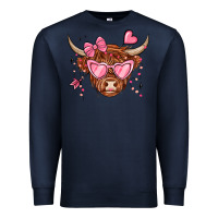 Navy valentines day long haired cow Premium Sweatshirt - MaliasSmallBusiness