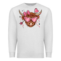 Oatmeal Heather valentines day long haired cow Premium Sweatshirt - MaliasSmallBusiness