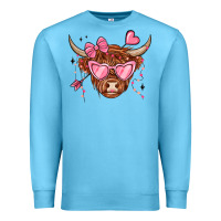 Ocean Blue valentines day long haired cow Premium Sweatshirt - MaliasSmallBusiness