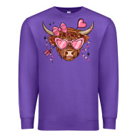 Purple valentines day long haired cow Premium Sweatshirt - MaliasSmallBusiness