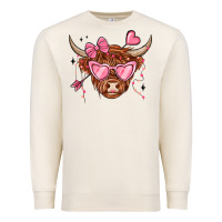 Sandshell valentines day long haired cow Premium Sweatshirt - MaliasSmallBusiness