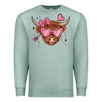Seafoam valentines day long haired cow Premium Sweatshirt - MaliasSmallBusiness