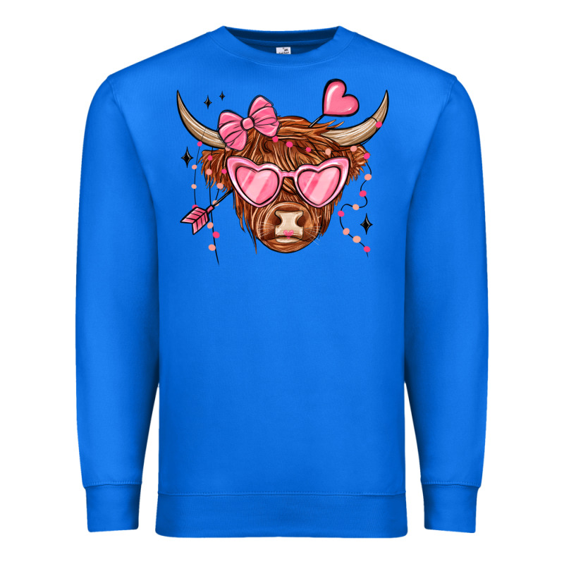 Valentines Day Long Haired Cow Premium Sweatshirt by MaliasSmallBusiness | Teevron