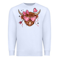 White valentines day long haired cow Premium Sweatshirt - MaliasSmallBusiness
