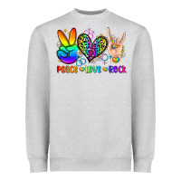 Heather Grey peace love rock Heavyweight Sweatshirt - Zillion Design Studio