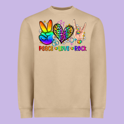 Peace Love Rock Heavyweight Sweatshirt Designed By Zillion Design Studio
