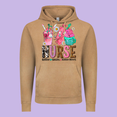 Nurse Coffee Scrubs Rubber Gloves Vintage Hoodie Designed By Texasbilliewilder