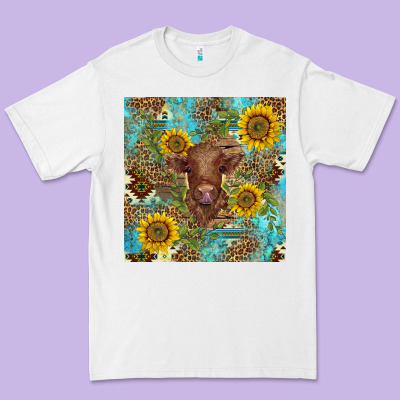 Western Highland Cow Premium Tee Designed By Barkaloodesign
