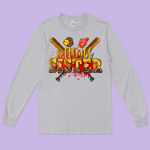 Softball Sister Long Sleeve Tee Designed By Adodesignshop