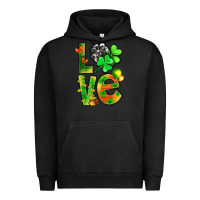 Pigment Black st.patrick love with clover Urban Hoodie - NancyCooperArtShop