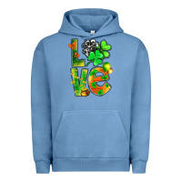 Pigment Pebble Blue st.patrick love with clover Urban Hoodie - NancyCooperArtShop