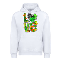White st.patrick love with clover Urban Hoodie - NancyCooperArtShop