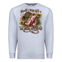 Heather Grey shouldve come with a warning boots  cowboy Premium Sweatshirt - NancyCooperArtShop
