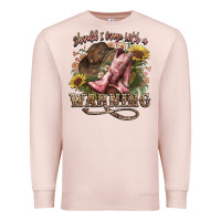 Pale Pink shouldve come with a warning boots  cowboy Premium Sweatshirt - NancyCooperArtShop