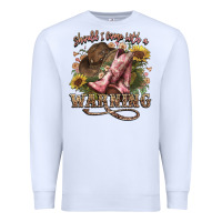 White shouldve come with a warning boots  cowboy Premium Sweatshirt - NancyCooperArtShop
