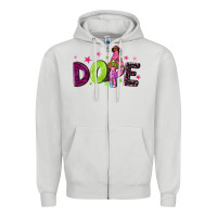 Dove Grey dope with afro black woman Zipper Hoodie - NancyCooperArtShop