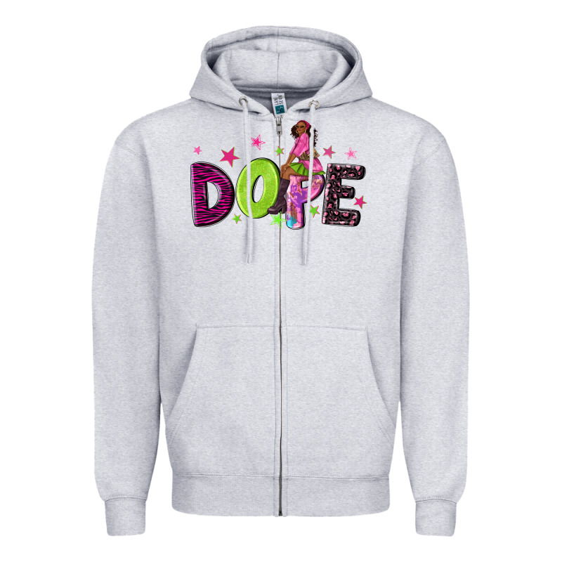 Dope With Afro Black Woman Zipper Hoodie by NancyCooperArtShop | Teevron