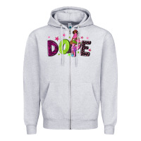 Heather Grey dope with afro black woman Zipper Hoodie - NancyCooperArtShop