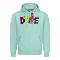 Seafoam dope with afro black woman Zipper Hoodie - NancyCooperArtShop