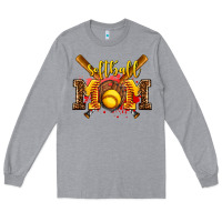 Heather Grey softball mom Long Sleeve Tee - AdoDesignShop