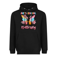 Black anti social butterfly Heavyweight Hoodie - MaliasSmallBusiness