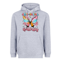 Heather Grey anti social butterfly Heavyweight Hoodie - MaliasSmallBusiness