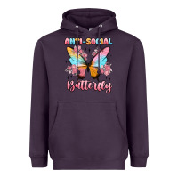 Plum anti social butterfly Heavyweight Hoodie - MaliasSmallBusiness