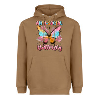 Toasted Coconut anti social butterfly Heavyweight Hoodie - MaliasSmallBusiness