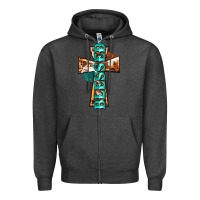 Charcoal Heather blessed cross Zipper Hoodie - BarkalooDesign
