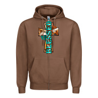 Chestnut blessed cross Zipper Hoodie - BarkalooDesign