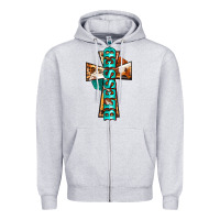 Heather Grey blessed cross Zipper Hoodie - BarkalooDesign