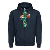 Navy blessed cross Zipper Hoodie - BarkalooDesign
