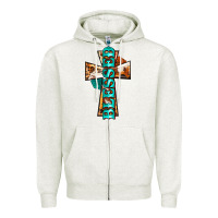 Oatmeal Heather blessed cross Zipper Hoodie - BarkalooDesign