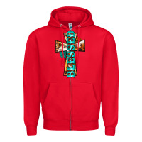 Red blessed cross Zipper Hoodie - BarkalooDesign