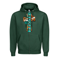 Sports Green blessed cross Zipper Hoodie - BarkalooDesign