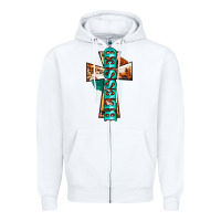 White blessed cross Zipper Hoodie - BarkalooDesign
