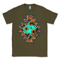 Army Green aztec leopard turquoise sunflower Classic Tee - JahusDesignShop