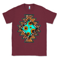 Burgundy aztec leopard turquoise sunflower Classic Tee - JahusDesignShop