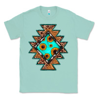 Seafoam aztec leopard turquoise sunflower Classic Tee - JahusDesignShop
