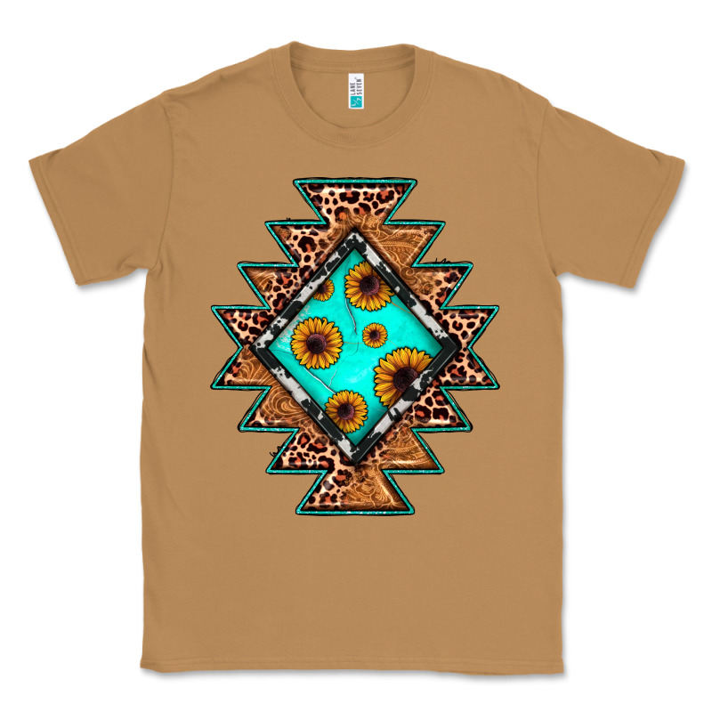 Aztec Leopard Turquoise Sunflower Classic Tee by JahusDesignShop | Teevron