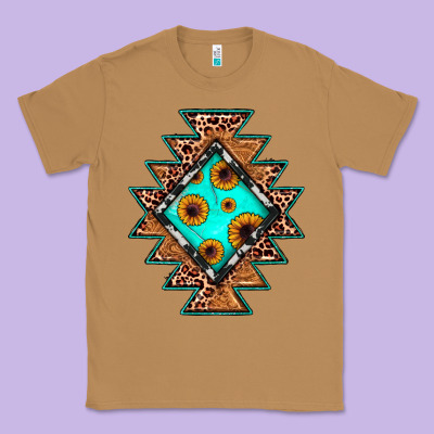 Aztec Leopard Turquoise Sunflower Classic Tee Designed By Jahusdesignshop