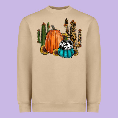 Sunflower Cactus Pumpkin Fall Heavyweight Sweatshirt Designed By Ranaportraitstore