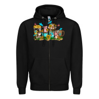 Black farm cute animals with sunflower coffee cups Zipper Hoodie - NancyCooperArtShop