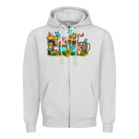 Dove Grey farm cute animals with sunflower coffee cups Zipper Hoodie - NancyCooperArtShop