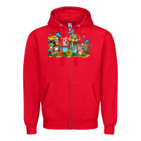 Red farm cute animals with sunflower coffee cups Zipper Hoodie - NancyCooperArtShop