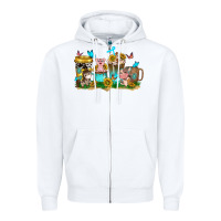 White farm cute animals with sunflower coffee cups Zipper Hoodie - NancyCooperArtShop