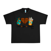 Black Peace Love Pumpkin Spice Urban Heavy Tee - CowhideDigitalArt