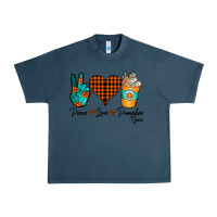 Midnight Navy Peace Love Pumpkin Spice Urban Heavy Tee - CowhideDigitalArt