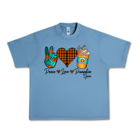 Pebble Blue Peace Love Pumpkin Spice Urban Heavy Tee - CowhideDigitalArt