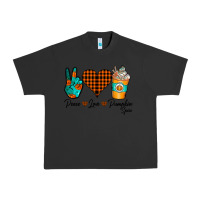 Pigment Black Peace Love Pumpkin Spice Urban Heavy Tee - CowhideDigitalArt